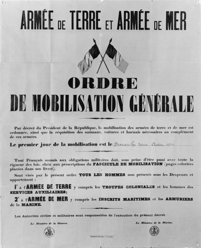Ordine di mobilitazione generale, 1914 da French School